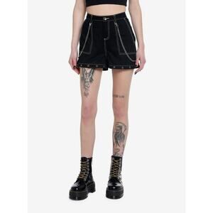 Hot Topic Grommet Carpenter Shorts Size 28 Women’s Black Punk Goth Streetwear